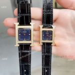 Top AAA Replica Hermes Heure H Quartz Watches in Starry dial Gold Diamond-set